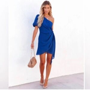 Vici Blue One-Shoulder Dress